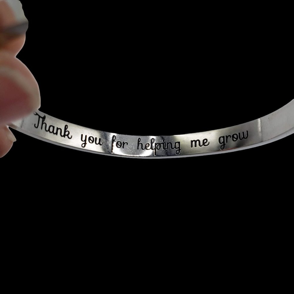 Teacher Gift Teach Love Inspire Hand Stamped Bracelet Stainless Steel - Picture 2 of 8